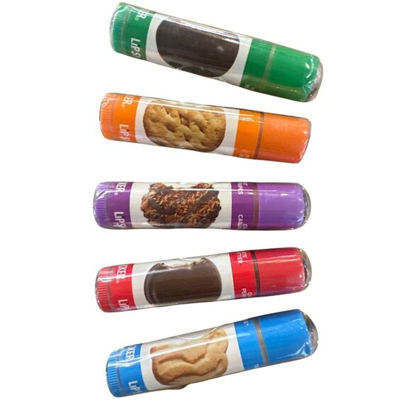 Vintage Bonne Bell Lip Smacker Girl Scout Cookies Lip Balm Set 6pc w/Zip Pouch - Picture 2 of 9